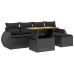 Set de sofás de jardín 6 piezas y cojines ratán sintético negro