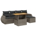 Set de muebles de jardín 6 pzas y cojines ratán sintético gris