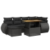 Set de comedor de jardín 7 pzas y cojines ratán sintético negro