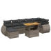 Set de sofás de jardín 8 pzas y cojines ratán sintético gris