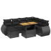 Set de sofás de jardín 8 piezas y cojines ratán sintético negro