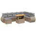Set de sofás de jardín 9 pzas con cojines ratán sintético beige