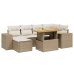 Set sofás de jardín 7 piezas y cojines ratán sintético beige