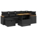 Set de comedor de jardín 7 pzas y cojines ratán sintético negro