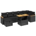Set de sofás de jardín 8 piezas y cojines ratán sintético negro