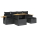 Set de sofás de jardín 6 piezas y cojines ratán sintético negro