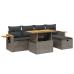 Set de muebles de jardín 6 pzas y cojines ratán sintético gris