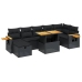 Set de sofás de jardín 8 piezas y cojines ratán sintético negro