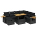 Set de sofás de jardín 8 piezas y cojines ratán sintético negro