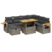Set de sofás de jardín 8 pzas y cojines ratán sintético gris
