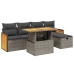 Set de muebles de jardín 6 pzas y cojines ratán sintético gris
