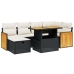 Set de comedor de jardín 7 pzas y cojines ratán sintético negro