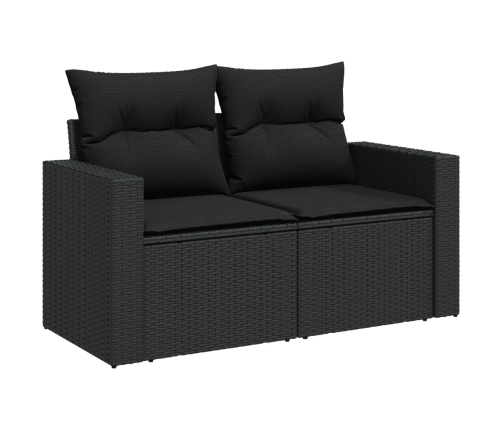Set de sofás de jardín 11 pzas y cojines ratán sintético negro