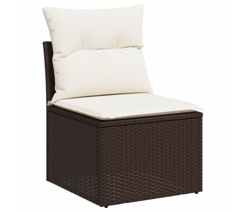 Set de sofás de jardín 11 pzas cojines ratán sintético marrón