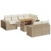 Set de sofás de jardín 11pzas con cojines ratán sintético beige