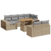 Set de sofás de jardín 11pzas con cojines ratán sintético beige