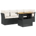 Set de muebles de jardín 5 pzas y cojines ratán sintético negro