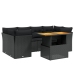 Set de comedor de jardín 7 pzas y cojines ratán sintético negro