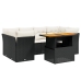 Set de comedor de jardín 7 pzas y cojines ratán sintético negro