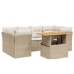 Set sofás de jardín 7 piezas y cojines ratán sintético beige
