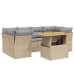 Set sofás de jardín 7 piezas y cojines ratán sintético beige