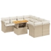 Set de sofás de jardín 9 pzas con cojines ratán sintético beige