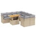 Set de sofás de jardín 9 pzas con cojines ratán sintético beige