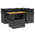 Set de muebles de jardín 5 pzas y cojines ratán sintético negro