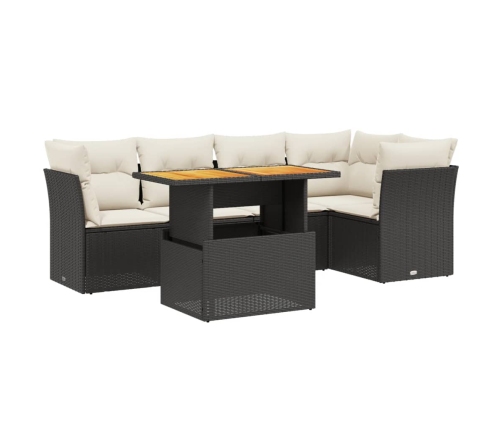 Set de muebles de jardín 5 pzas y cojines ratán sintético negro