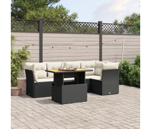 Set de muebles de jardín 5 pzas y cojines ratán sintético negro