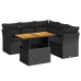 Set de muebles de jardín 5 pzas y cojines ratán sintético negro
