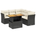 Set de muebles de jardín 5 pzas y cojines ratán sintético negro