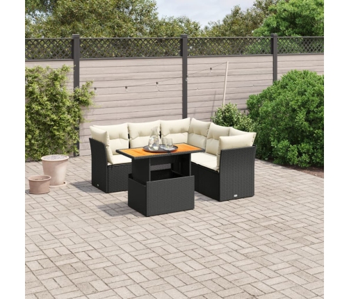 Set de muebles de jardín 5 pzas y cojines ratán sintético negro
