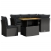 Set de muebles de jardín 5 pzas y cojines ratán sintético negro