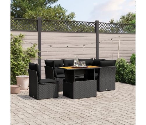 Set de muebles de jardín 5 pzas y cojines ratán sintético negro