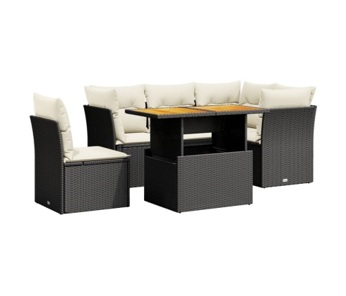 Set de muebles de jardín 5 pzas y cojines ratán sintético negro