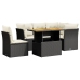 Set de muebles de jardín 5 pzas y cojines ratán sintético negro