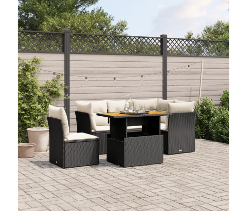 Set de muebles de jardín 5 pzas y cojines ratán sintético negro