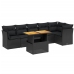 Set de comedor de jardín 7 pzas y cojines ratán sintético negro