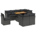 Set de sofás de jardín 8 piezas y cojines ratán sintético negro