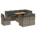 Set de muebles de jardín 9 pzas y cojines ratán sintético gris