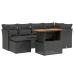 Set de comedor de jardín 7 pzas y cojines ratán sintético negro