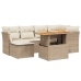 Set sofás de jardín 7 piezas y cojines ratán sintético beige