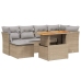 Set sofás de jardín 7 piezas y cojines ratán sintético beige