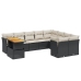 Set de sofás de jardín 10 pzas cojines ratán sintético negro