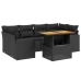 Set de comedor de jardín 7 pzas y cojines ratán sintético negro