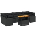 Set de sofás de jardín 8 piezas y cojines ratán sintético negro