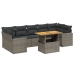 Set de sofás de jardín 8 pzas y cojines ratán sintético gris