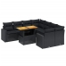 Set de sofás de jardín 8 piezas y cojines ratán sintético negro