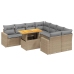 Set de sofás de jardín 9 pzas con cojines ratán sintético beige